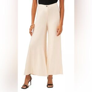NWT Vince Camuto Wide Leg Linen Blend Pants XL Birch Afterglow Neutral